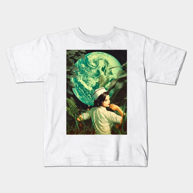 Earth Woman Kids T-Shirt by linearcollages